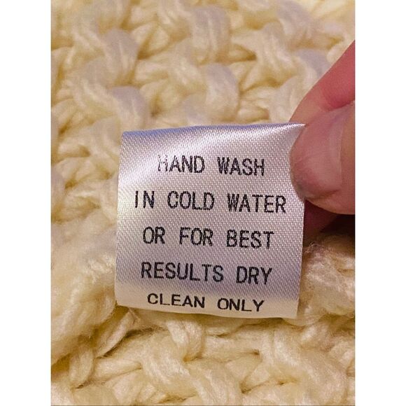 In Loom Chunky Knit Cardigan Sweater Cream Acrylic Open Front Women’s S/M Boho C - Picture 5 of 6